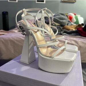 Madden Girl White Strappy Platform Heels